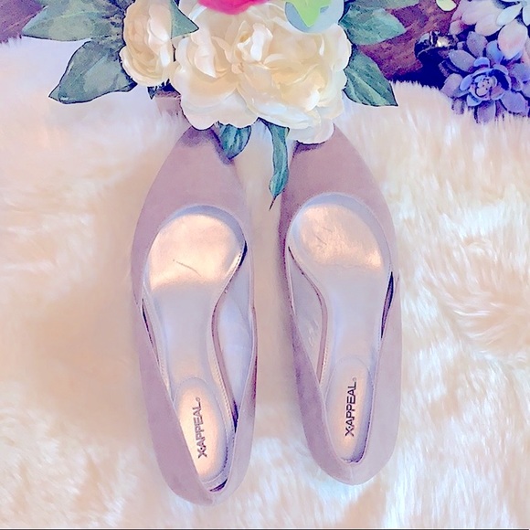 X-Appeal:/Classy Chic Ladies Taupe Faux Suede Almond Toe, Low Wedge Heels, US6.5 - Picture 8 of 17